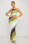 Green Ombre One Shoulder Top & Maxi Skirt Co-Ord