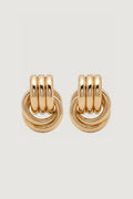Elegant Gold Double Knot Hoop Earrings - Effortless Glamour, Minimalist Chic