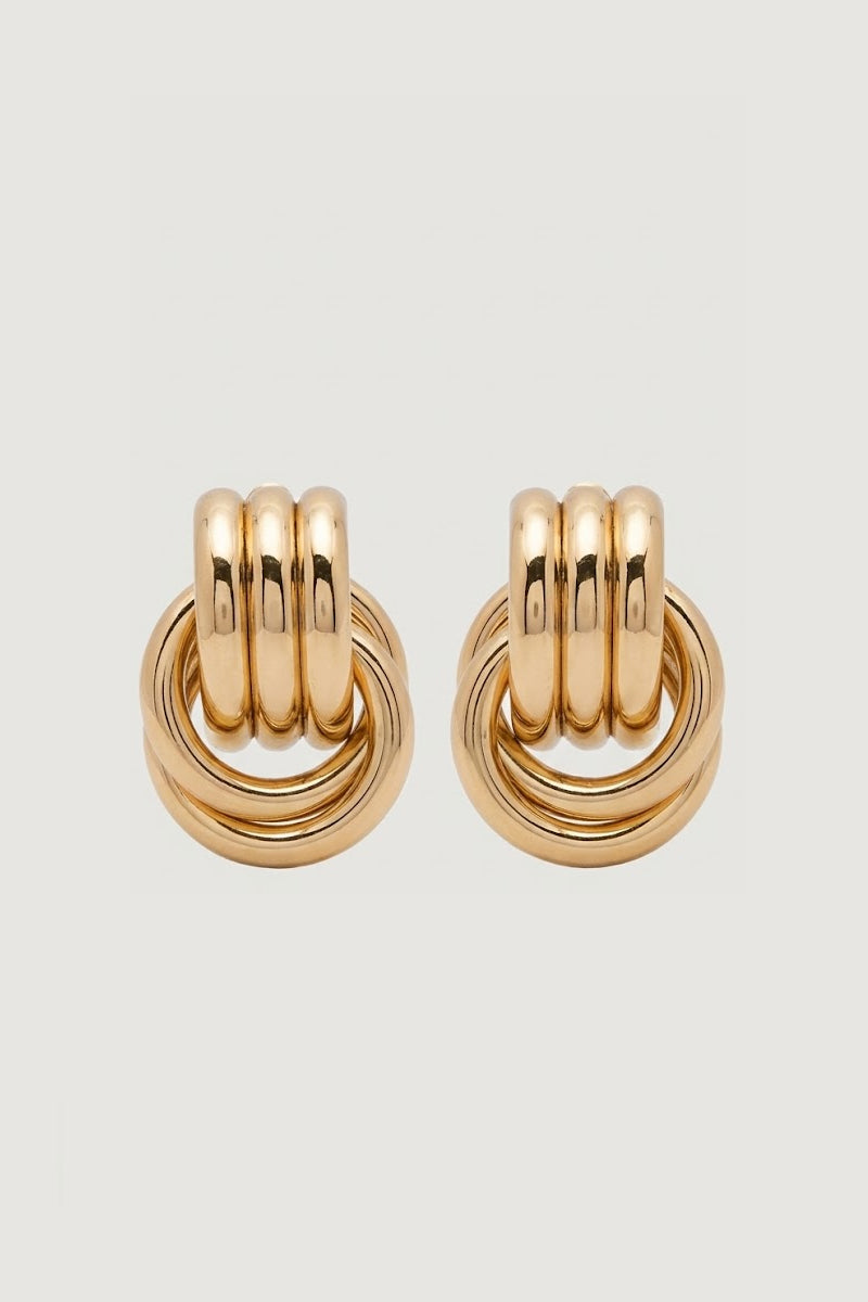 Elegant Gold Double Knot Hoop Earrings - Effortless Glamour, Minimalist Chic