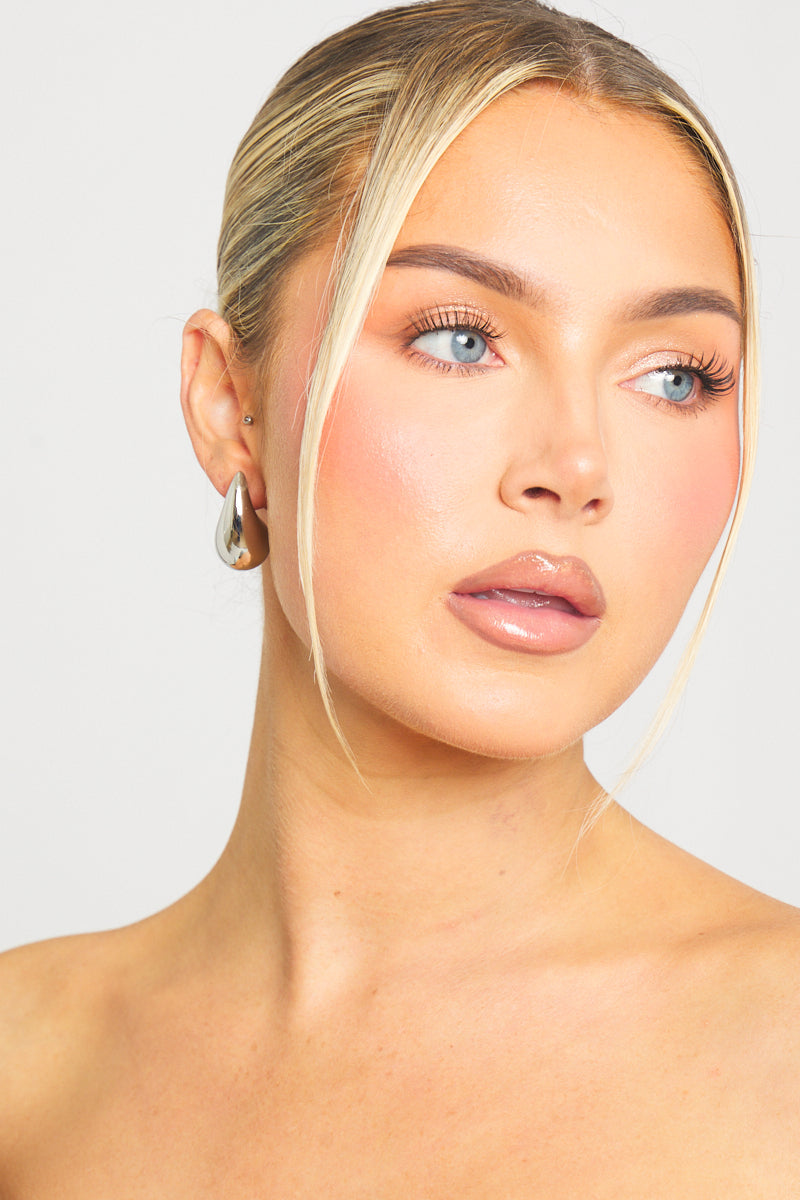 Elegant Silver Chunky Teardrop Earrings - Statement Waterdrop Design