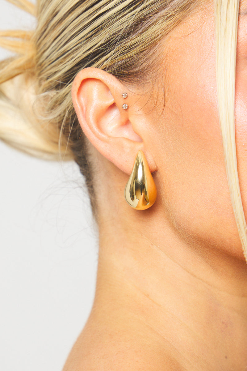 Chunky Gold Teardrop Earrings - Elegant & Modern Statement Jewelry